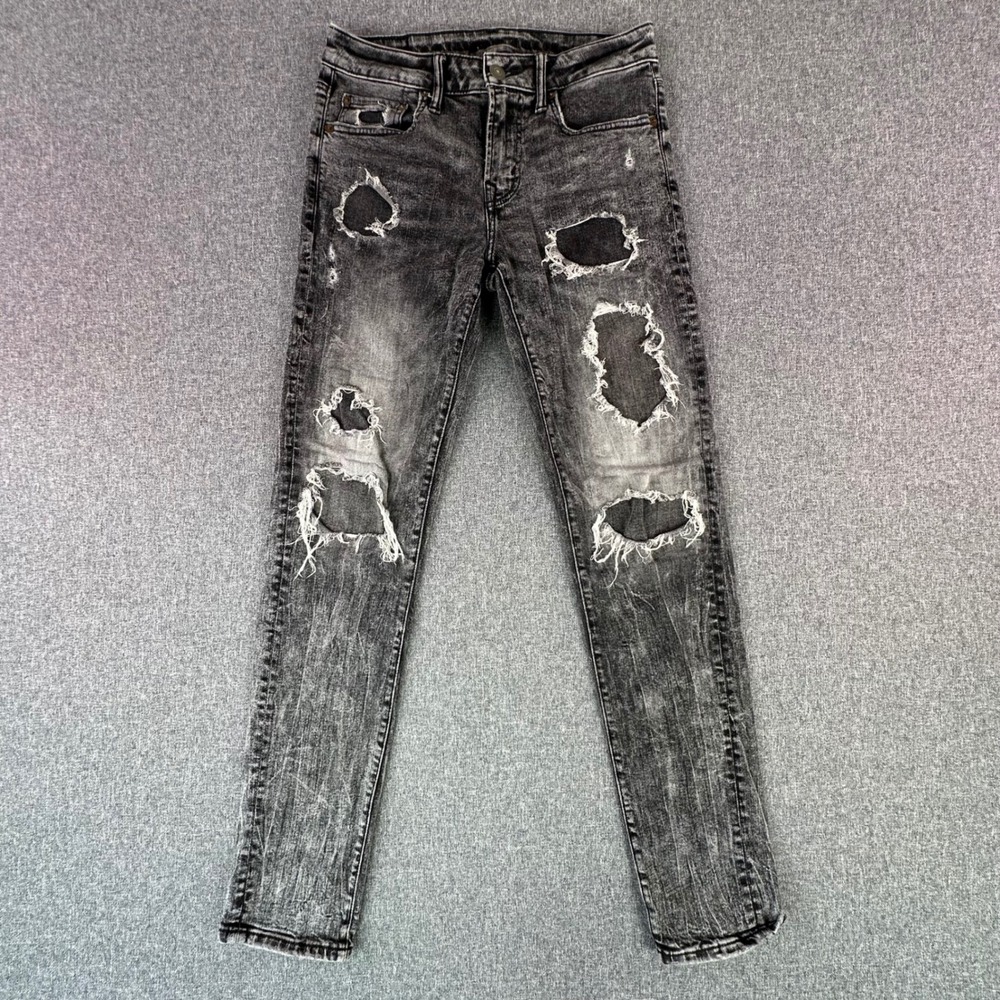 American Eagle Jeans Mens 29x32 Skinny Ne(x)t Level Flex Dark Gray Distressed